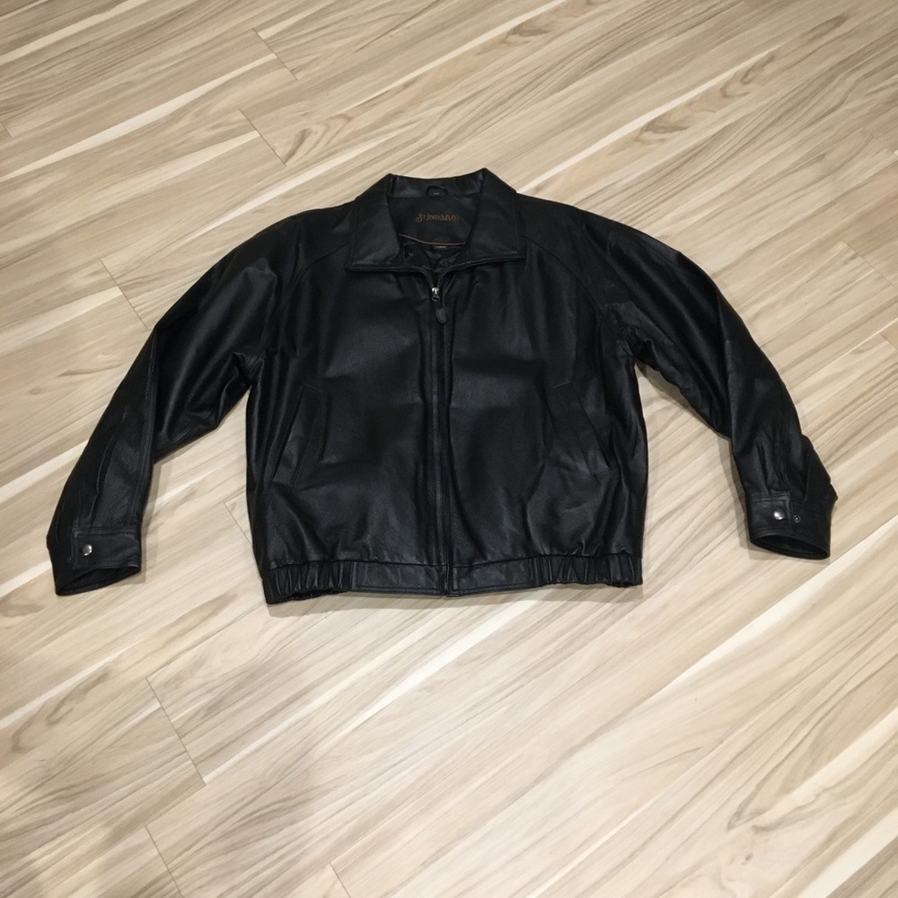St. John’s Bay Black Leather Jacket Size Large